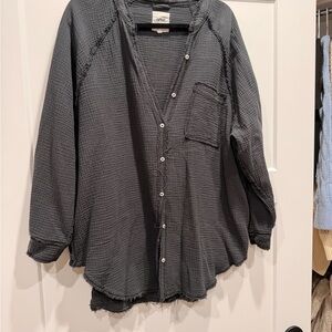 Aerie Charcoal Textured Top